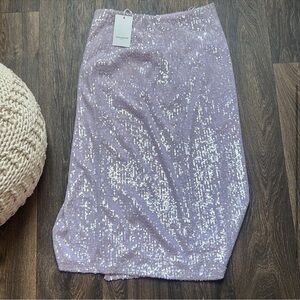 NWT Amanda Uprichard Lilac Sequin Midi Skirt